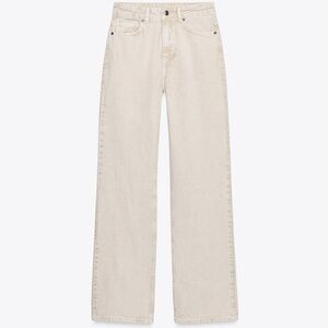 Zara Women's Straight Leg Cream Jeans
